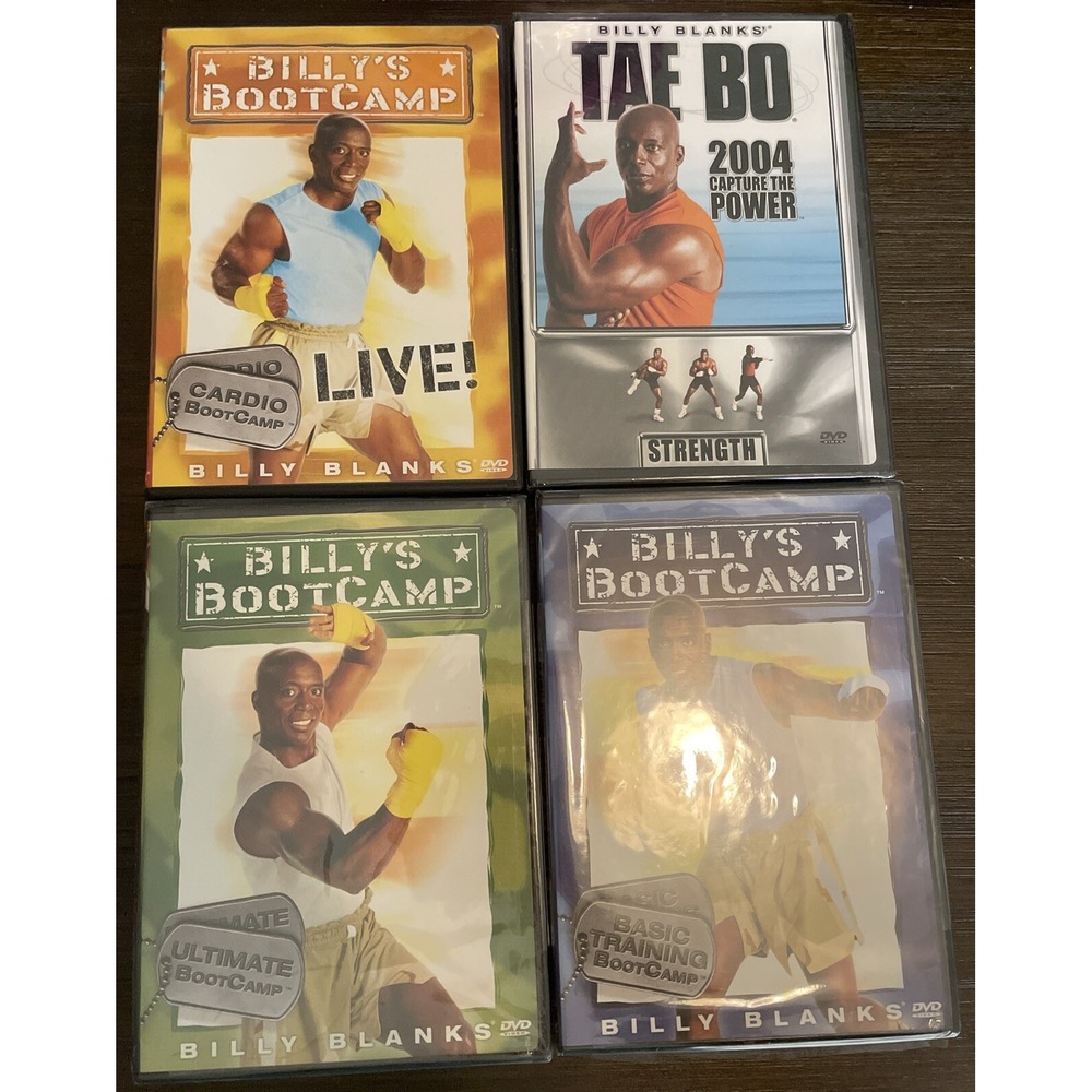 BILLY'S BOOTCAMP Workout DVDs Lot Of 3 And Tae Bo 2004 Capture The Power Blanks